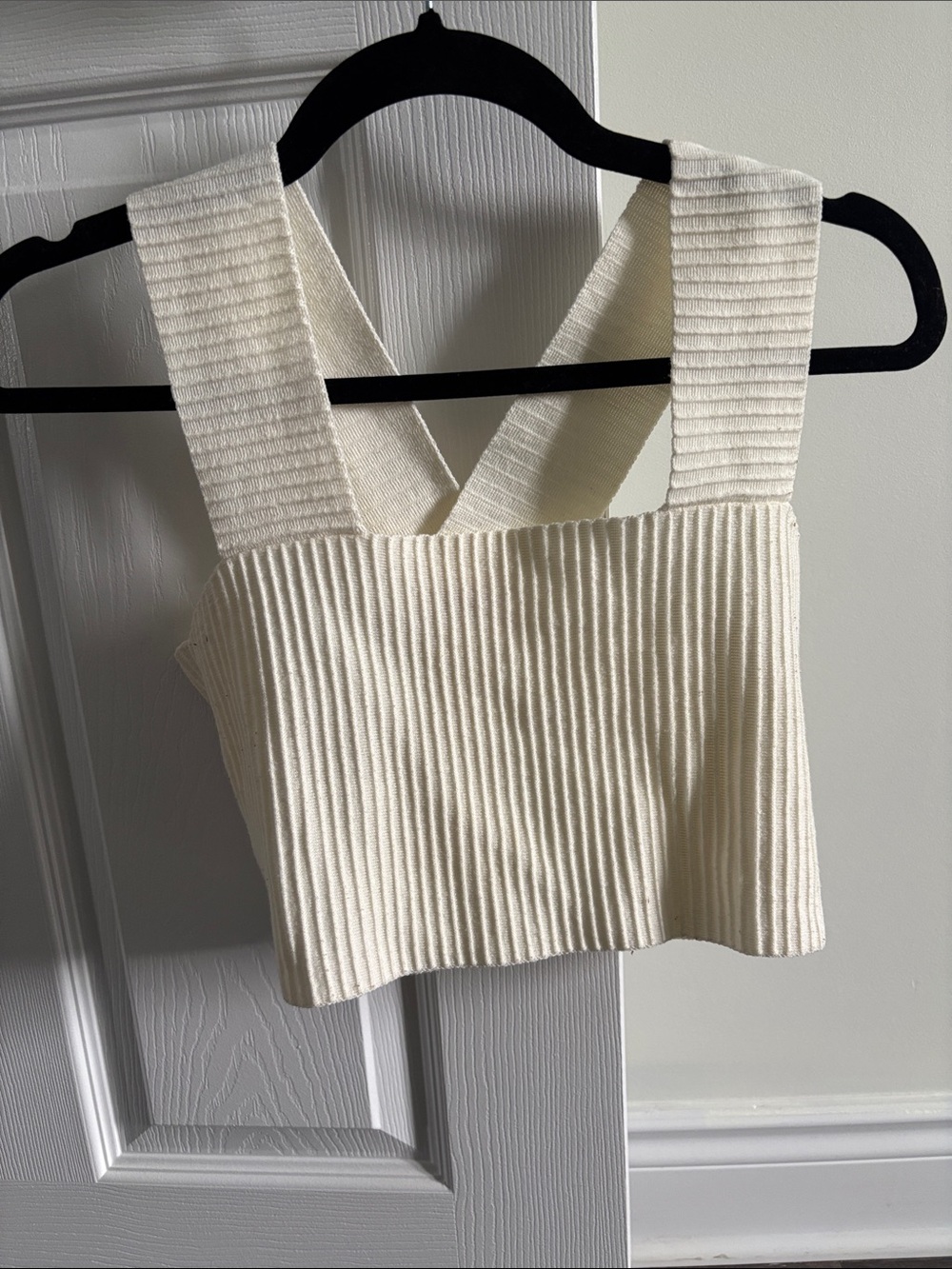 Altar'd State Cream Ribbed Crossback Crop Top